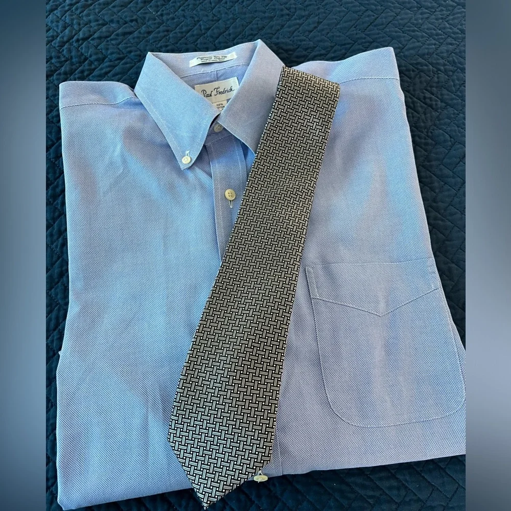 Tasso Elba Luxury Neckwear Blue Grey 100% Silk‎ Tie Mens